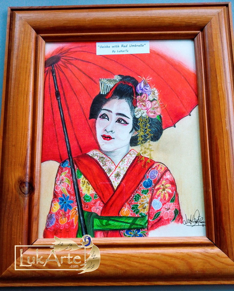Geisha with red umbrella